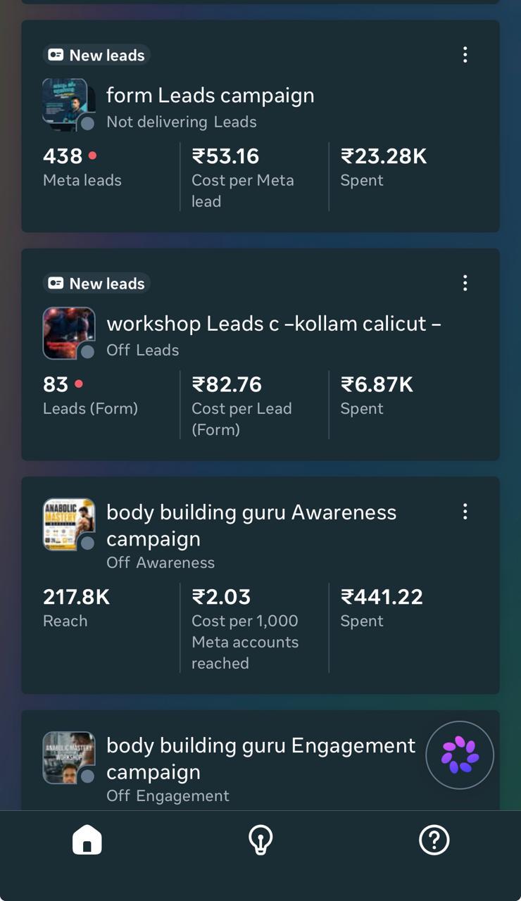 Meta Ads app – 438 leads at ₹53.16